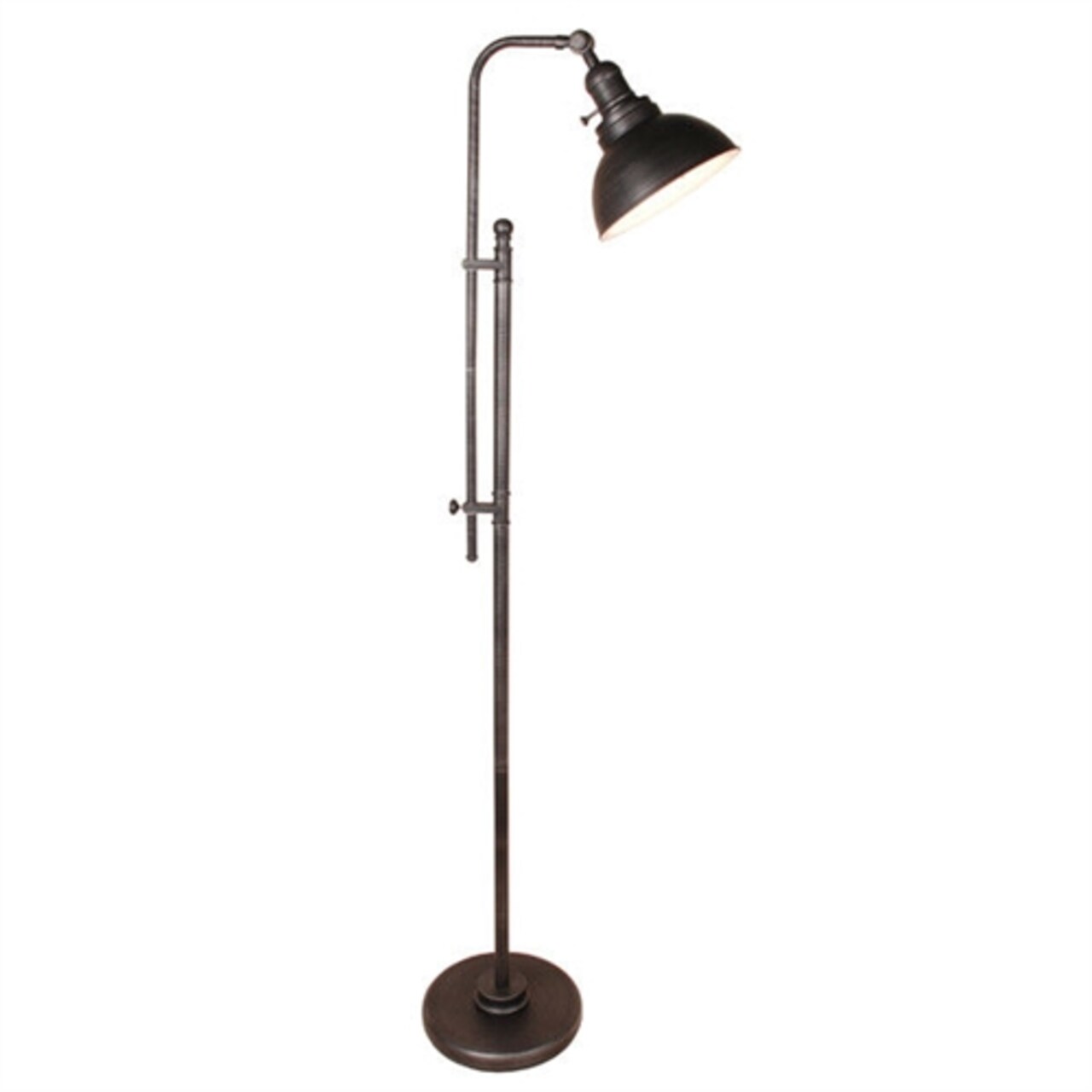 Brown Metal Industrial Floor Lamp Adjustable Height Bowl Shade Task Light
